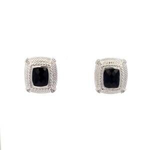 Judith Ripka  Black Onyx Square Earrings in Sterling Silver 925